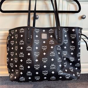 MCM Black and White Logo Tote